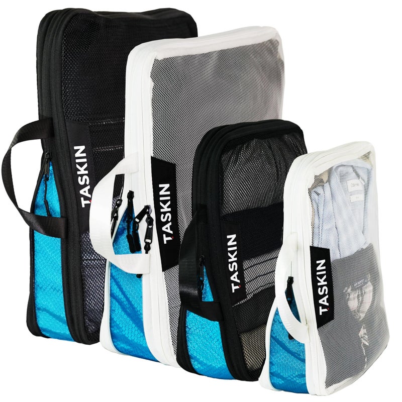 Taskin Compression Packing Cubes | Separate Clean & Dirty Compartments w/Flexible Separator | YKK Zippers | Set of 6 (2XL + 2L + 2M) - Image 1